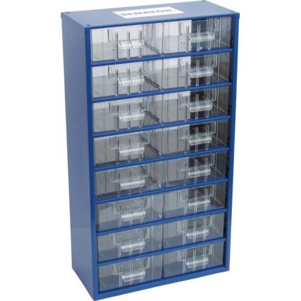 Drawer Cabinet, Steel/Polypropylene, Blue/Transparent, 306x155x551mm, 16 Drawers