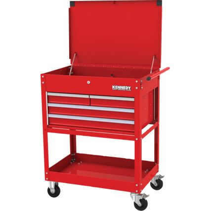 Service Cart, Classic Red, Red, Steel, 4-Drawers, 549 x 838 x 569mm, 280kg Capacity