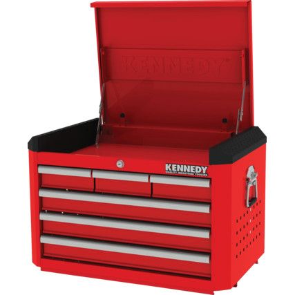 Tool Chest, Industrial Range, Red, Steel, 6-Drawers, 454 x 706 x 461mm, 350kg Capacity