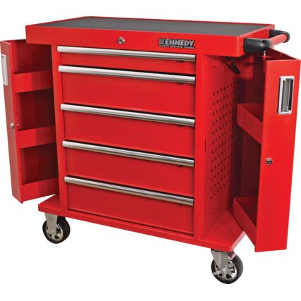 Roller Cabinet, Industrial Range, Red, Steel, 5-Drawers, 915 x 706 x 461mm, 450kg Capacity