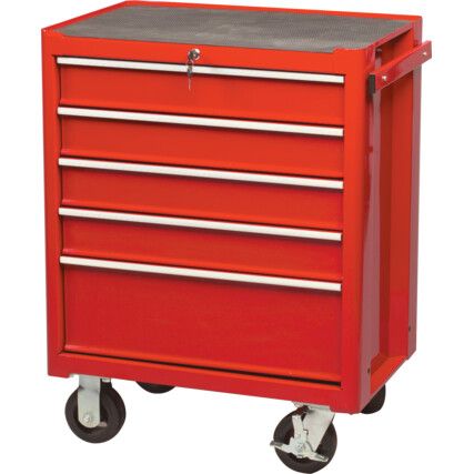 Roller Cabinet, Classic Range, Red, Steel, 5-Drawers, 890 x 690 x 460mm, 145kg Capacity