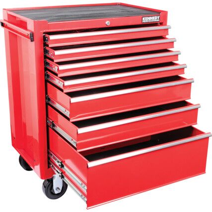 Roller Cabinet, Classic Range, Red, 7 Drawers, (H) 890mm x (W) 460mm x (L) 690mm