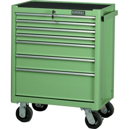 Roller Cabinet, Classic Green, Red, Steel, 7-Drawers, 890 x 690 x 460mm, 175kg Capacity