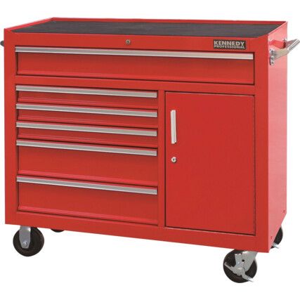 Roller Cabinet, Classic Range, Red, 7 Drawers, (H) 1007mm x (W) 458mm x (L) 1067mm