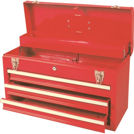 Tool Chest, Workshop Range, Red, Steel, 3-Drawers, 304 x 520 x 218mm, 30kg Capacity