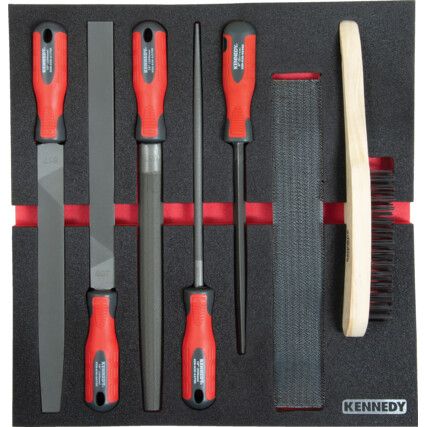 7 Piece Engineers File Set in 2/3 Foam Inlay for Tool Cabinets