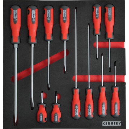 12 Piece Pro-Torq Screwdriver Set in 2/3 Width Foam Inlay for Tool Cabinets