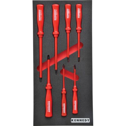 7 Piece Insulated VDE Screwdriver Set in 1/3 Width Foam Inlay for Tool Cabinets