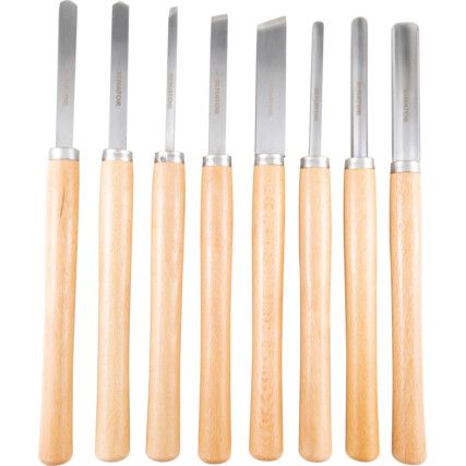 Wood Turning Set, 8 Piece in Wooden Case