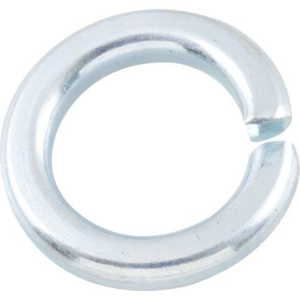 M6 Spring Washer, BZP Spring Steel, 9.9mm Diameter, Thickness 1.6mm, Bore 6.1mm