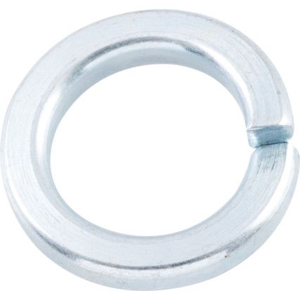 M8 Spring Washer, BZP Spring Steel, 12.7mm Diameter, Thickness 2mm, Bore 8.1mm