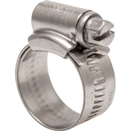 0SS HOSE CLIP GRADE 304 STAINLESS STEEL 16mm - 22mm