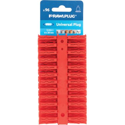 UNO Universal Red Wall Plugs, 96 Piece Card