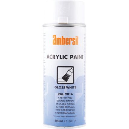 Acrylic Aerosol Spray Paint, Gloss White- 400ml