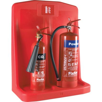 Double Fire Extinguisher Stand, Plastic, Red