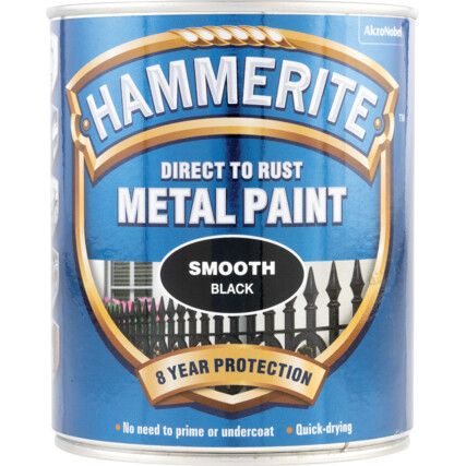 Direct to Rust Smooth Black Metal Paint - 750ml