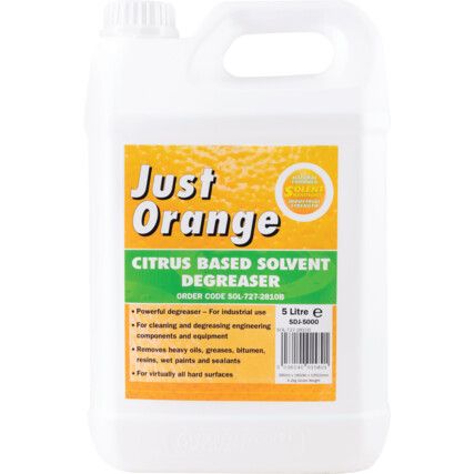 Just Orange, Degreaser, Solvent Based, Bottle, 5ltr