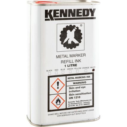 Replacement Metal Marker Ink Refill, White, 1ltr