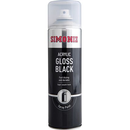 SIMP15D Acrylic Gloss Black Spray Paint - 500ml