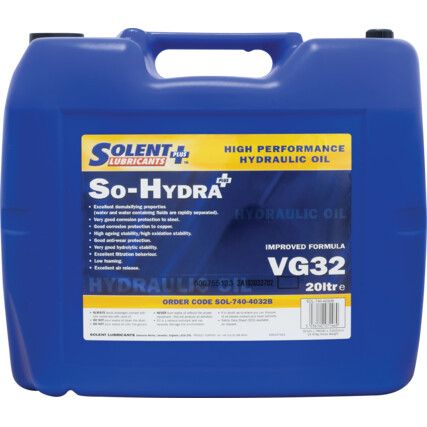 So-Hydra Plus VG32, High Performance Hydraulic Oil, Bottle, 20ltr