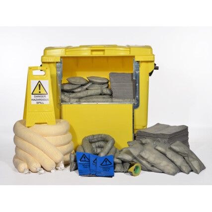 Maintenance Spill Kit, 600L Absorbent Capacity Per Kit, Wheeled Bin
