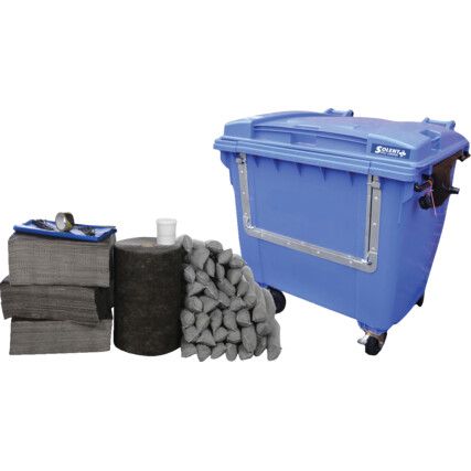 Maintenance Spill Kit, 1000L Absorbent Capacity Per Kit, 133 x 126 x 104cm, Wheeled Bin