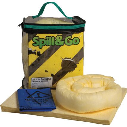 Chemical Spill Kit, 22L Absorbent Capacity Per Kit, 28 x 30 x 18cm, Bag