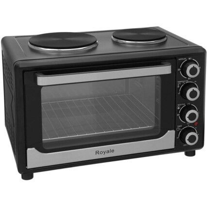 Convection Oven, Twin Hob, Black