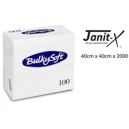 JANIT-X PAPER NAPKINS WHITE 40cmx 40cm (100-PK)
