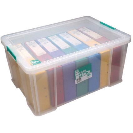 Storage Box with Lid, Plastic, Clear, 660x450x320mm, 70L