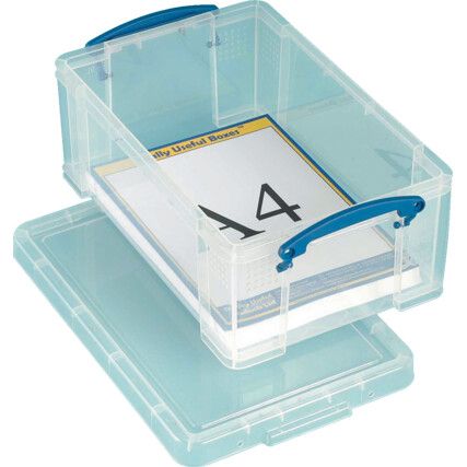 Storage Box with Lid, Plastic, Clear, 395x255x155mm, 9L