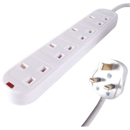 Extension Lead, Surge Protected, 4-Gang, 2m Lead