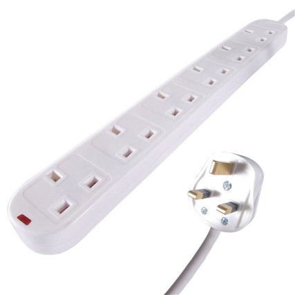 Extension Lead, Surge Protected, 6-Gang, 2m Lead