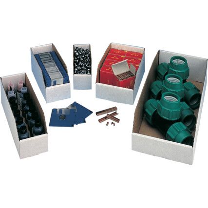 Storage Bins, Cardboard, White, 100x304x115mm, 50 Pack