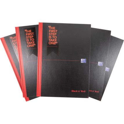 BLACK N' RED A4 Hardback Spiral Bound Feint Line Note Books D66174 (PK-5)