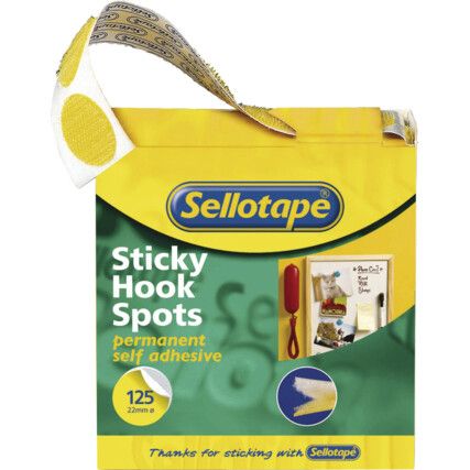 Hook Tape Spots, Yellow, 22mm, Pack of 125