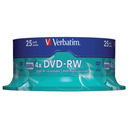 DVD-RW 4.7GB 120MIN 4X SPINDLE (PK-25)