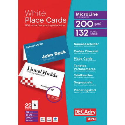 DPOCB3713 PLACECARD 85x46mm PERFORATED WHT (PK-132)