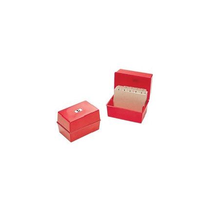 Q CONNECT 6"x4" RED CARD INDEX BOX