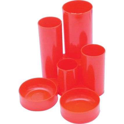 Q CONNECT 6 TUBE PLASTIC DESK TIDY RED