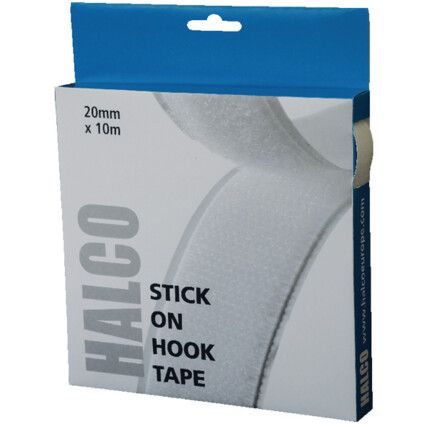 Hook Tape Roll, White, 20mm x 10m, Pack of 1