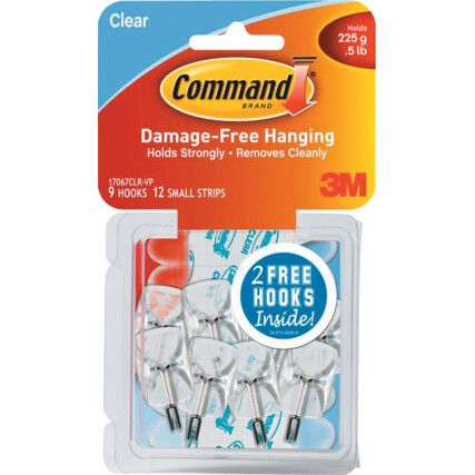 17006CLR COMMAND MINI CLEAR HOOKSWITH STRIPS (PK-6)