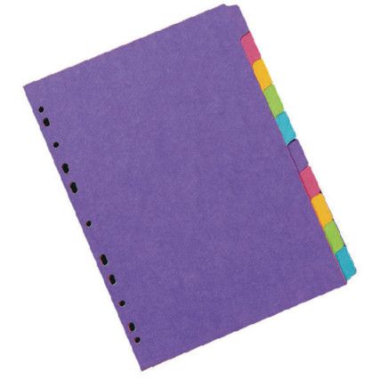 52699/526 Bright Dividers A4 Heavy Weight 10 Part Dividers Assorted