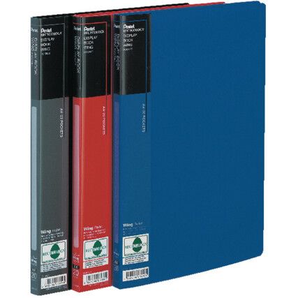 DCF442A RECYCOLOGY WING DISPLAY BOOK A4 20-POCKET BLK (PK-10)
