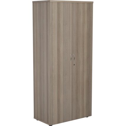 Wooden Cupboard, Grey Oak, 3 Shelves, 1800mm High