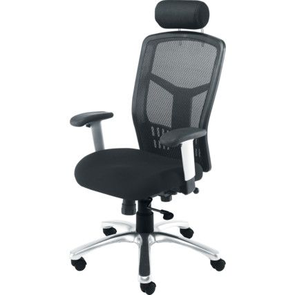 Executive High Back Office Chair, Black, Mesh Back, 5 Wheels