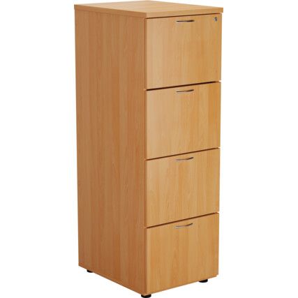 4 Drawer Wooden Filing Cabinet, Beech
