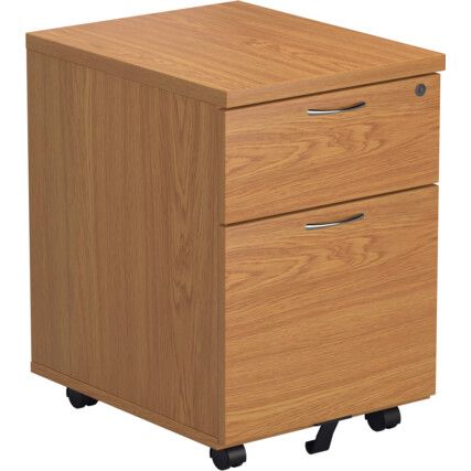 Mobile Pedestal, 2 drawer, Oak
