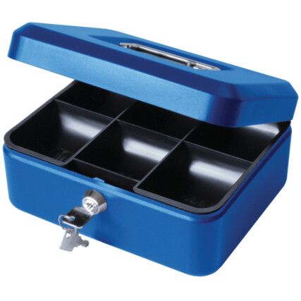 Cash Box, Keyed Lock, Blue, Steel, 200 x 170 x 92mm