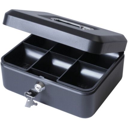 Cash Box, Keyed Lock, Black, Steel, 200 x 170 x 92mm